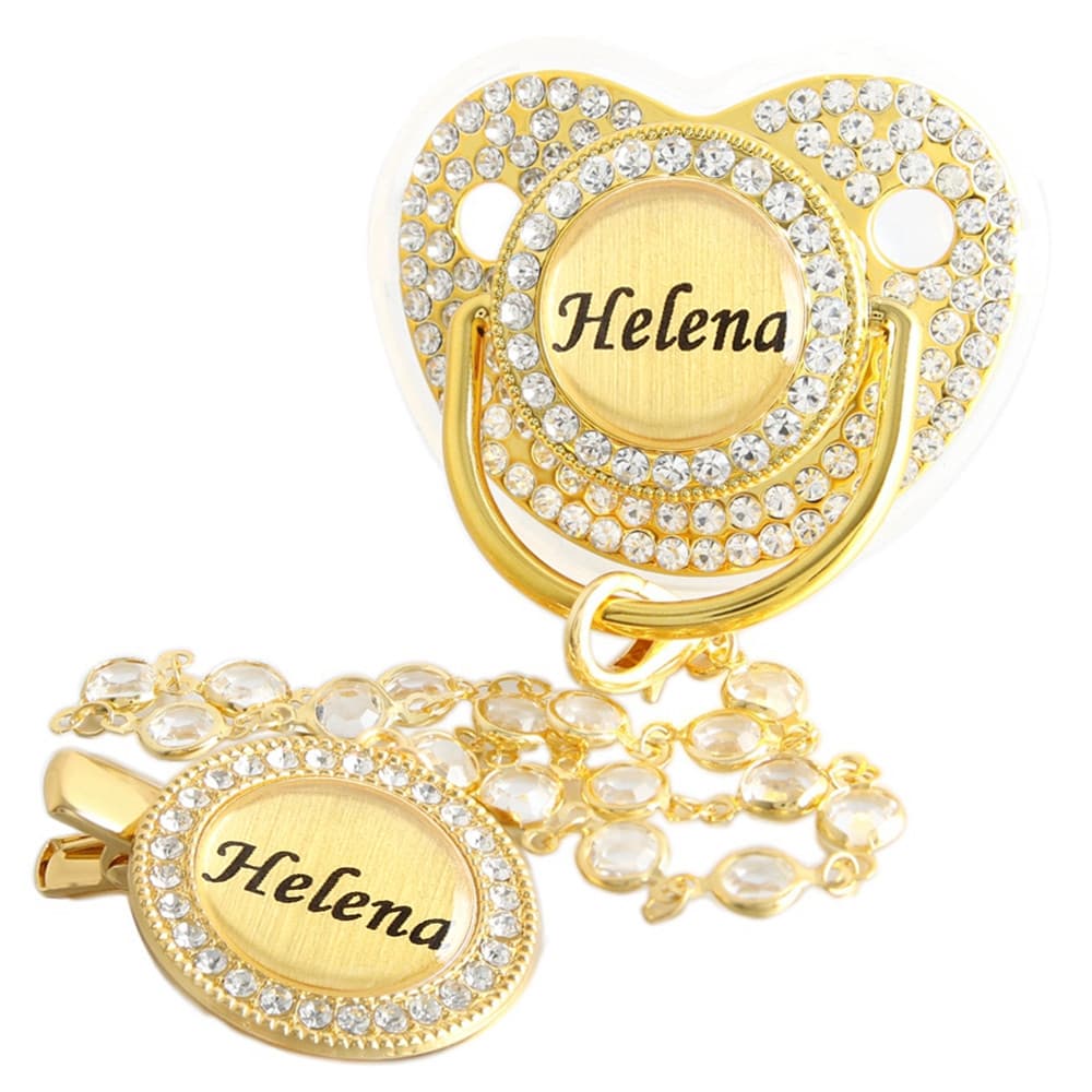 Ortodontia/Mamilo Redondo Nome Personalizado Baby Pacifier Com Clipe De Corrente