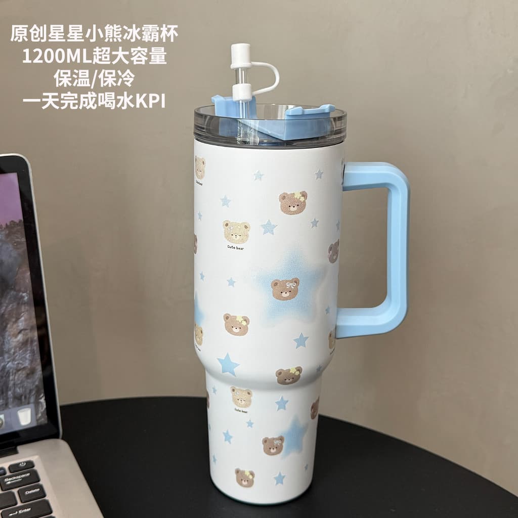 Original bonito estrela urso Super grande capacidade copo de água 1.2L gelo mestre copo 304 aço inoxidável copo térmico