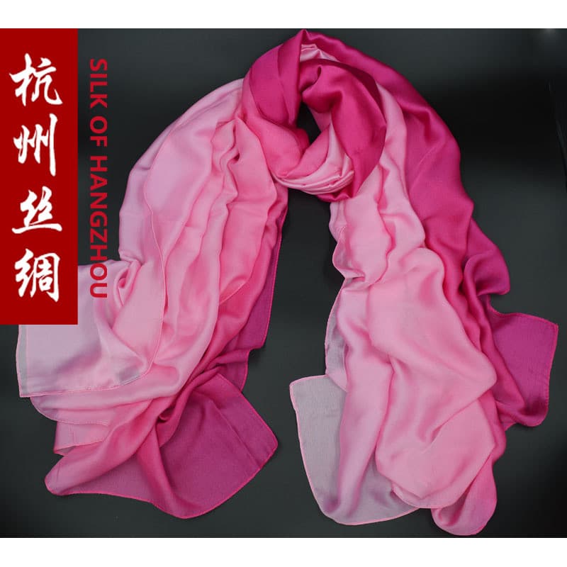 Hangzhou Boutique cachecol lenço de seda textura de seda cetim feminino primavera outono inverno longo gradiente proteto