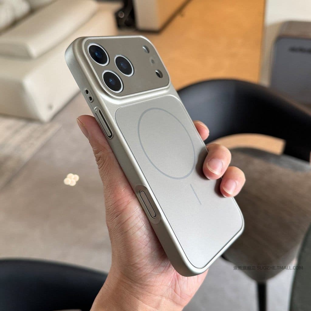 11 Sozhe Adequado para capa de telefone 17promax com filme de lente iPhone 16 segundos a 17 Anel fino cinza de titânio s