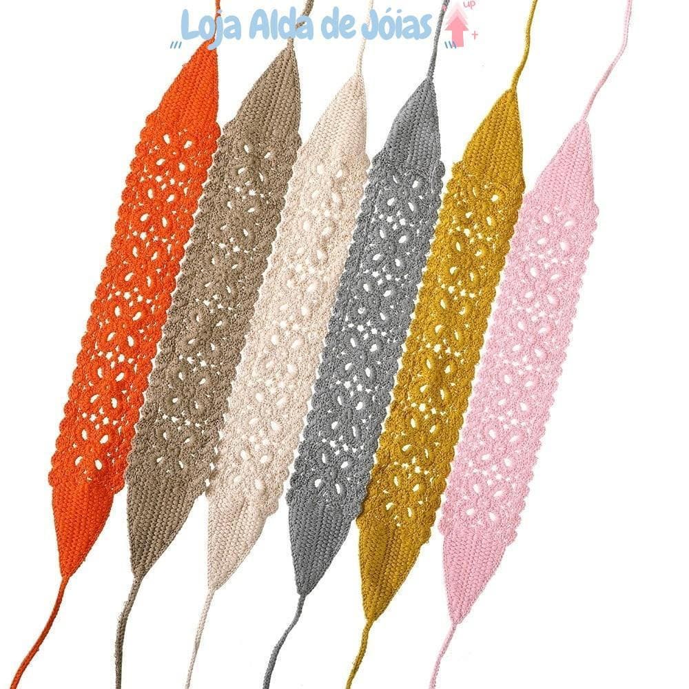 Faixa De Cabelo De Malha EMILEES , Cabeça Floral Feita À Mão , Lenço Retrô Oco De Crochê De Cor Sólida