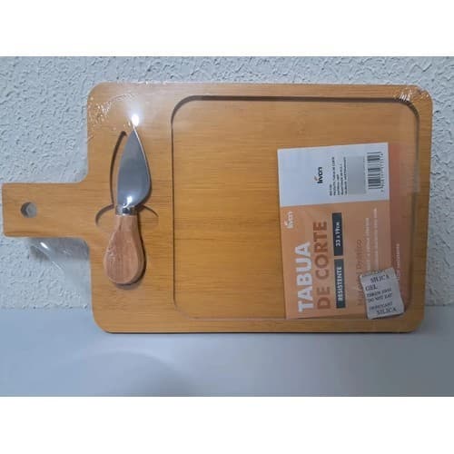 Tábua Para Queijo Bambu 33x 19cm  + Espátula Livon Lisa Bambu