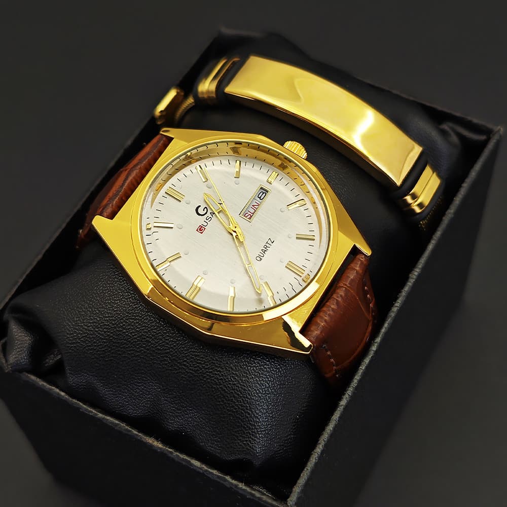Conjunto de relógio de pulso masculino conjunto de relógio masculino pulseira de aço inoxidável relógio de quartzo mascu