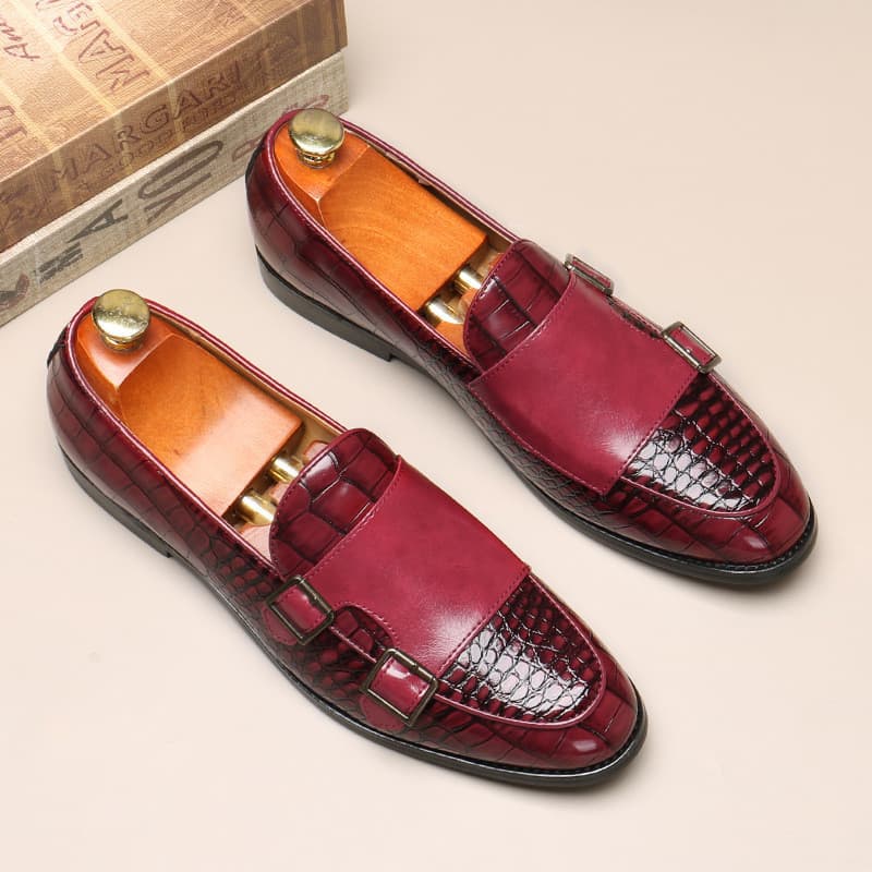 2026 novo estilo na moda padrão de crocodilo deslizamento-em pequenos sapatos de couro masculino apontou Toe versão core
