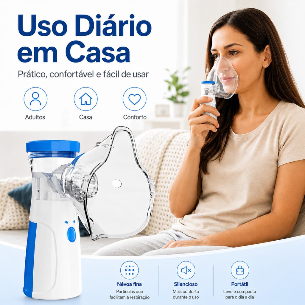 Nebulizador Portátil de Malha Atomizador Compacto Silencioso para Uso Doméstico Sem Baterias