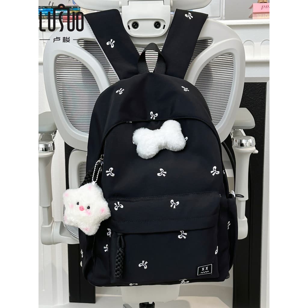 Mochila escolar para meninas, mochila feminina para estudantes do ensino médio, alto valor, leve, preta, bolsa de ombro