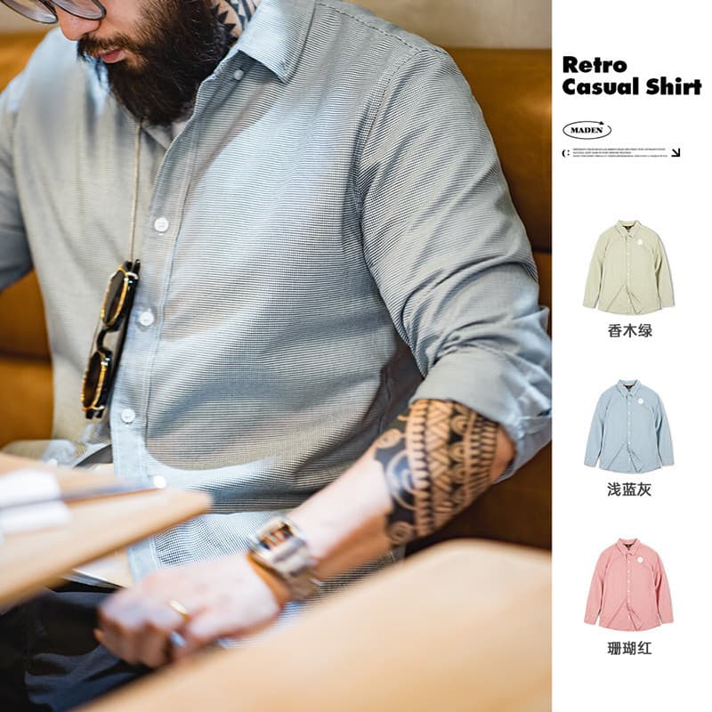 Moderno ferramentas americano Casual Houndstooth camisa botão puro algodão Commuter negócios xadrez camisa de manga comp