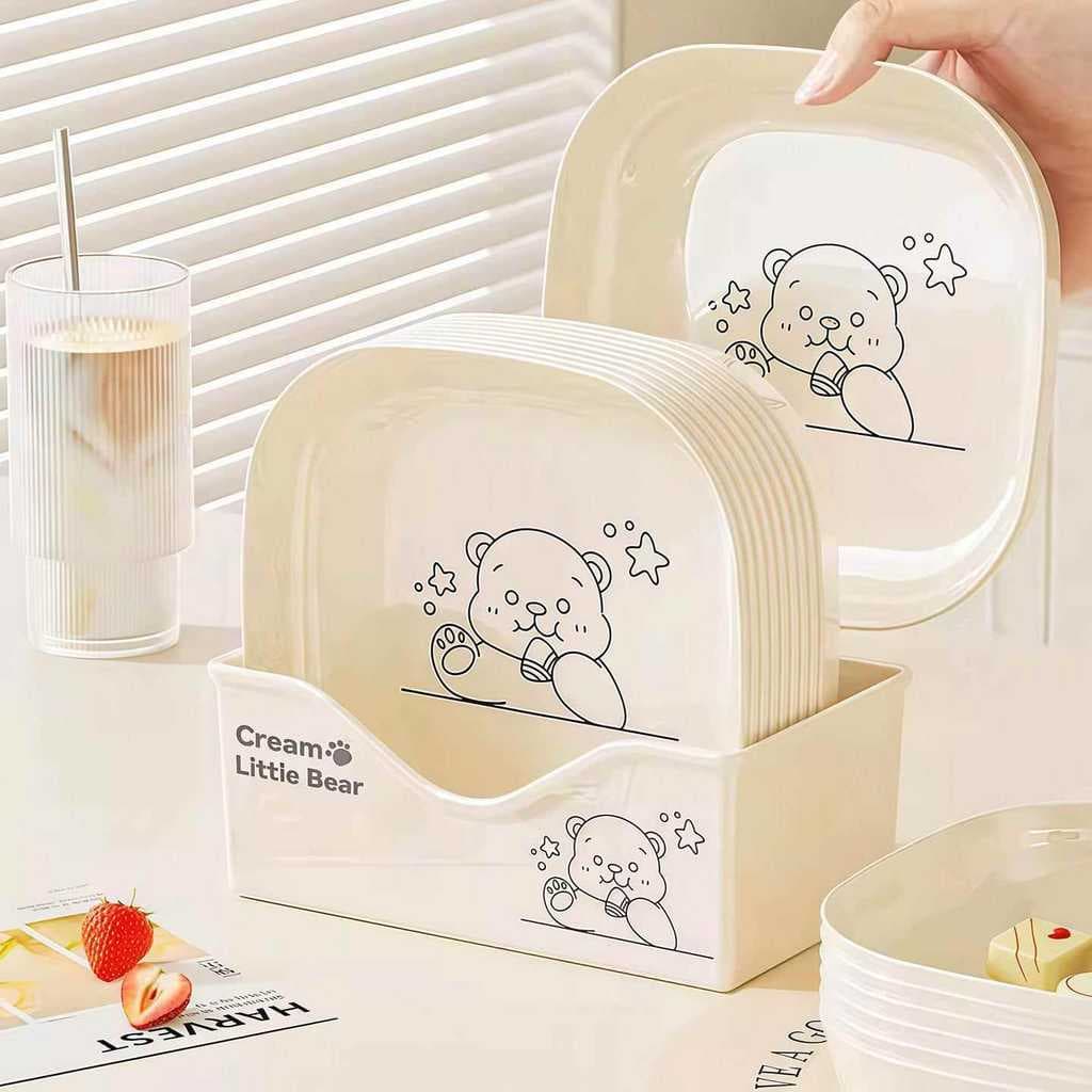 Urso dos desenhos animados cuspe osso doméstico High-End mesa de jantar placa de lixo bonito plástico pequeno prato de f