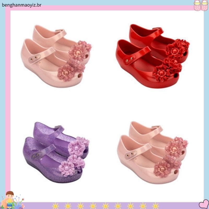2024 Crianças & # 39sapatos Sandálias Boca De Peixe Para Meninas Princesa Flor Doce Sof t Sola Sapatos Jelly Shoes Pais