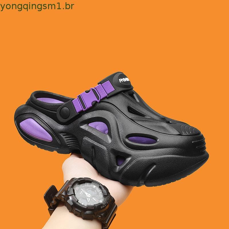 Buraco sapatos masculinos verão exterior usar sola grossa antiderrapante sandálias de condução chinelos masculinos ao ar