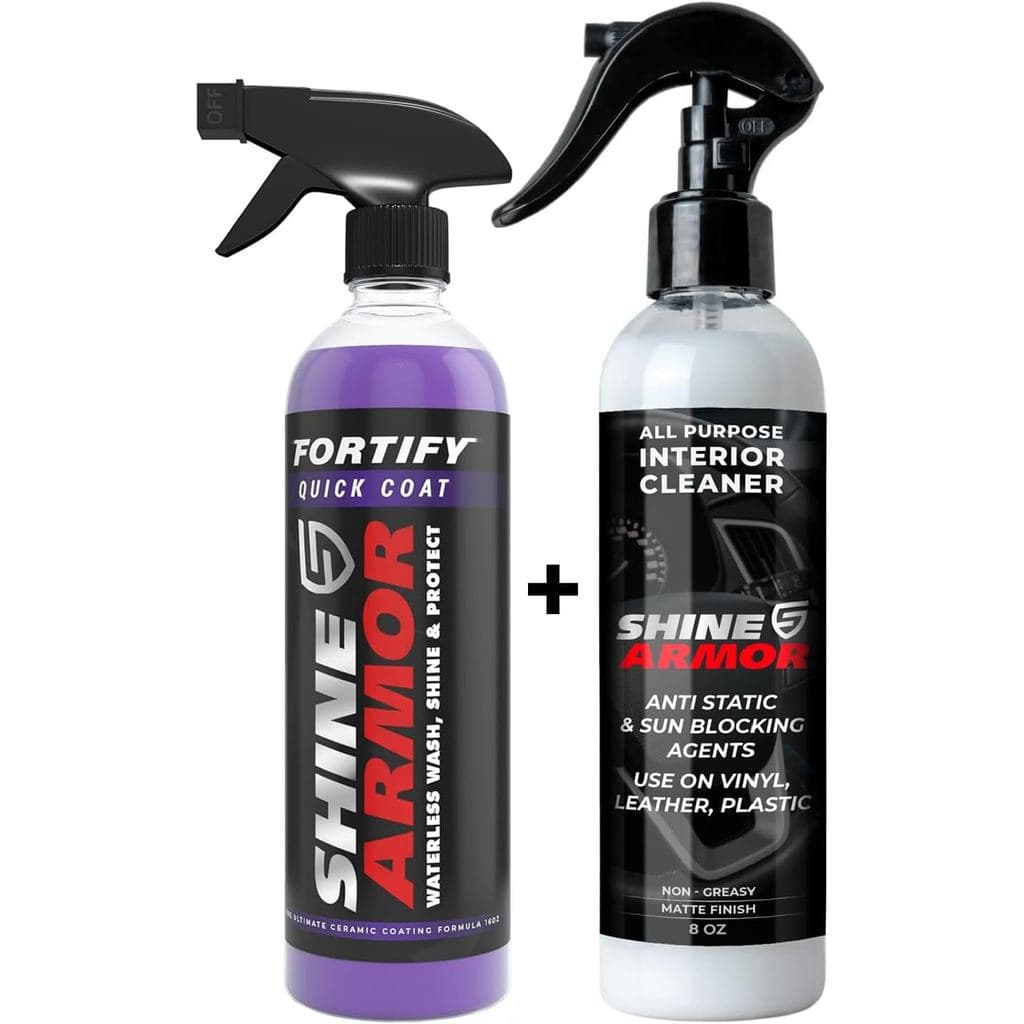 SHINE ARMOR Kit de Detalhamento Automotivo - Fortify Quick Coat, Lavagem Cerâmica Sem Água e Limpador de Interior - Kit