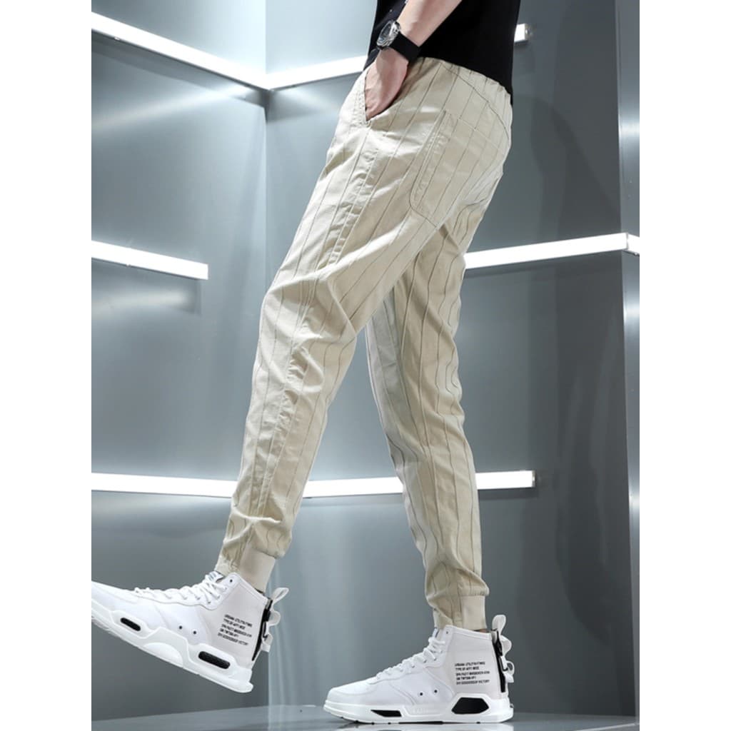 Verão estilo fino calças casuais masculinas Street Wear ins High-End cáqui calças esportivas rufião bonito Harem calças