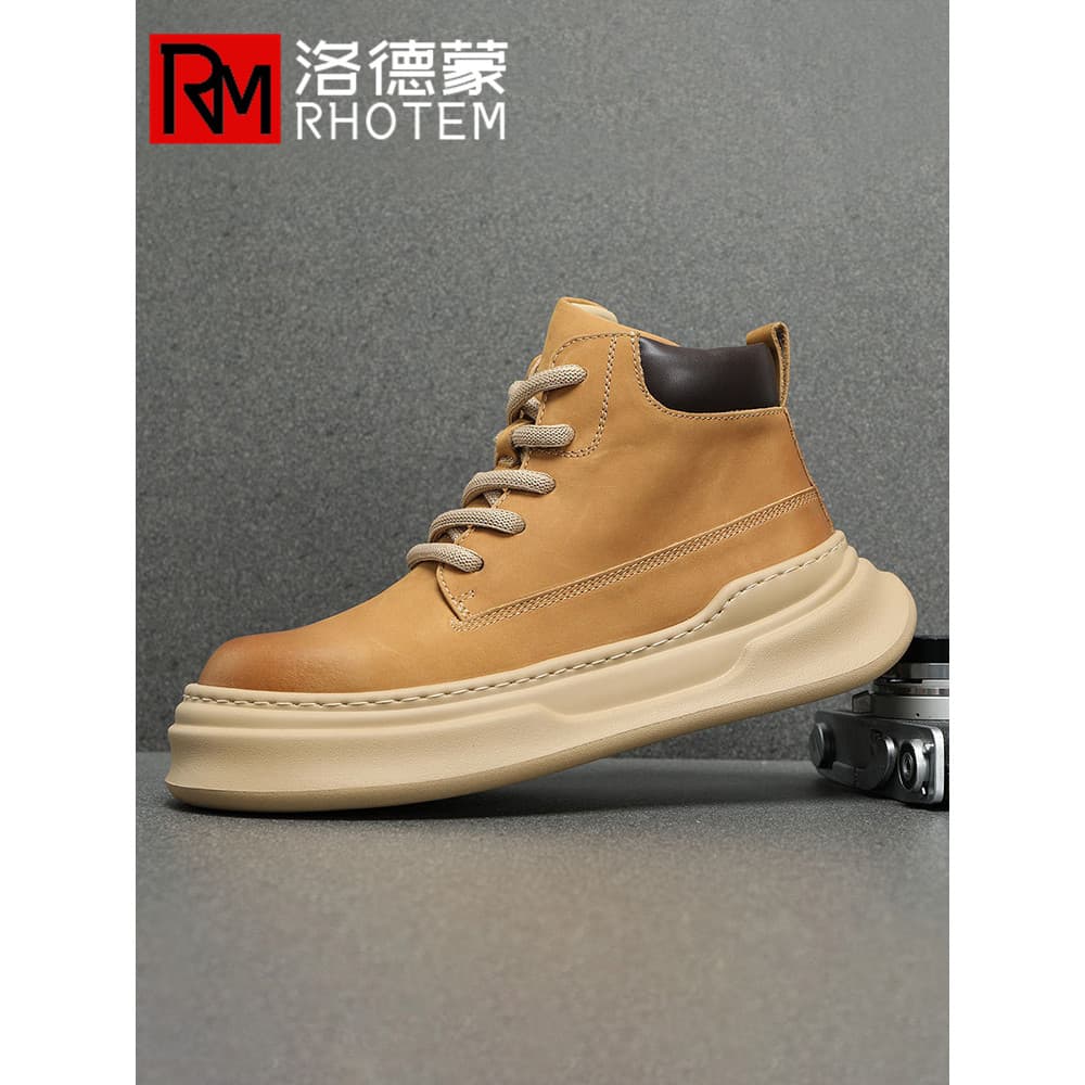 Homens high-End marca de sola grossa botas de alta qualidade inverno forro de lã sapatos de algodão estilo americano pri
