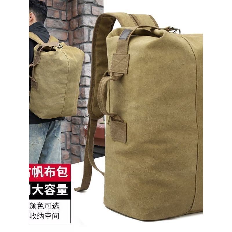Mochila de lona masculina esportes ao ar livre saco de viagem mochila masculina saco de bagagem simples Super grande cap