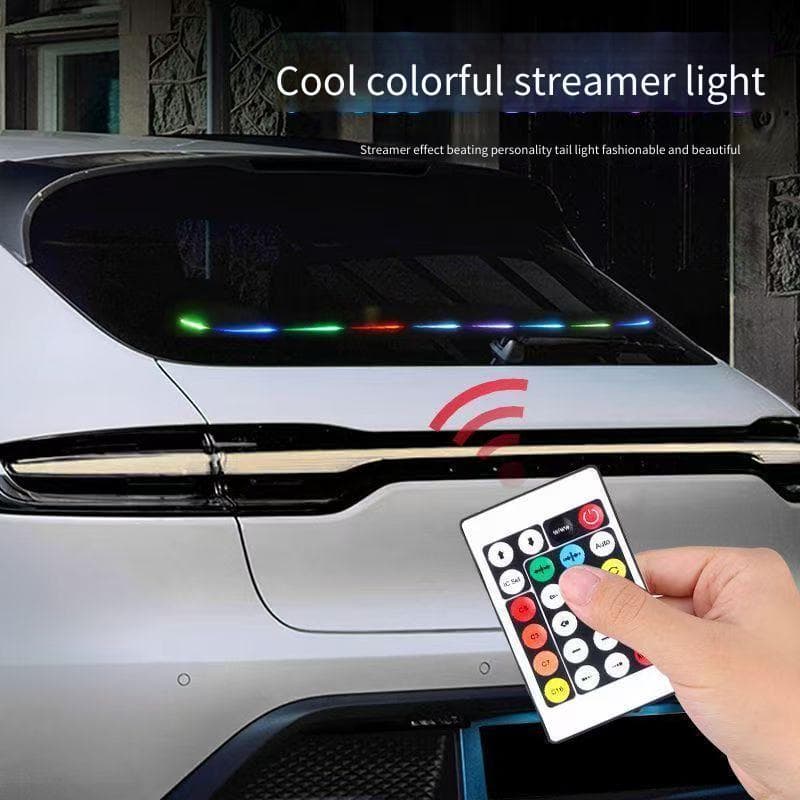 Pára-Brisa Traseiro Do Carro Colorido Fluindo Luz Correndo Cavalo Lanterna Atmosfera De Advertência Freio Alto