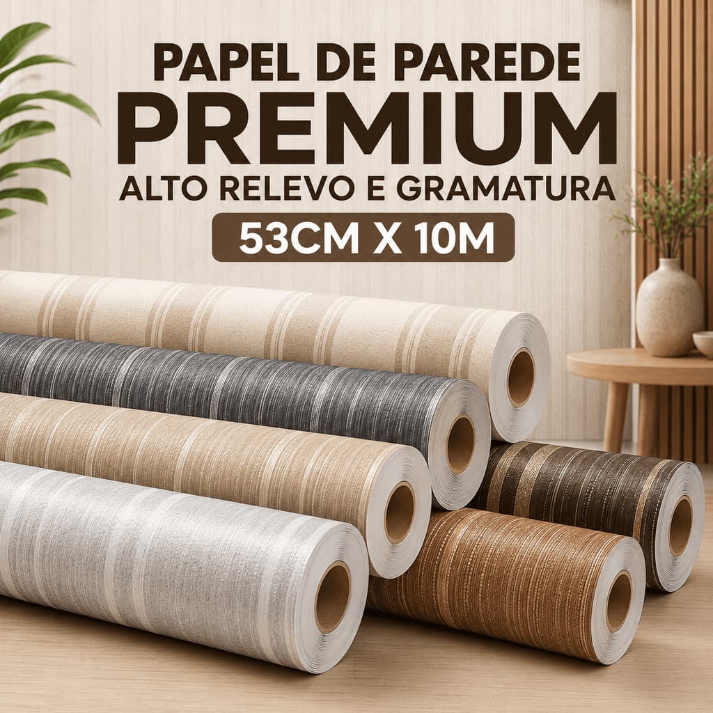 Papel De Parede Linho Vinílico Texturizado Premium 53cmx10m