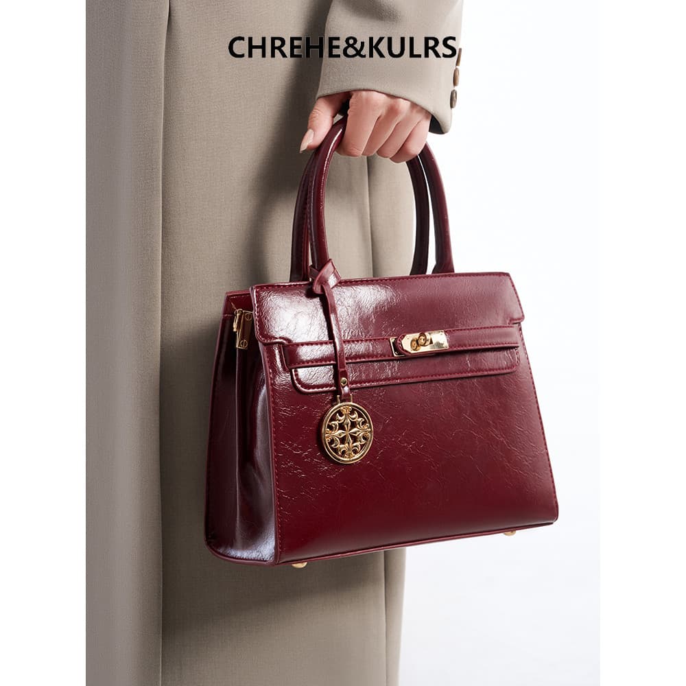 CHREHE & KULRS High-End Retro Vermelho Bolsa Feminina 2026 Novo Estilo Bolsa de Casamento Estilo Mãe Bolsa Atmosférica