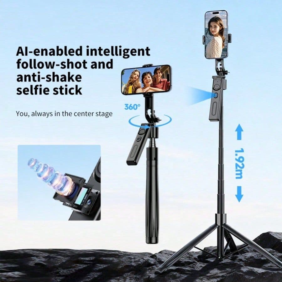 AI Smart Acompanhamento PTZ Selfie Stick Tripé Pop-up com um clique Automático Desdobrado 360° Estabilizador portátil gi