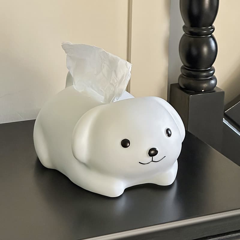 Caixa De Tecido Branca Fofa Para Cachorro , Porta-Guardanapo Estilo Creme , Decoração Criativa De Mesa Sala De Estar , Q