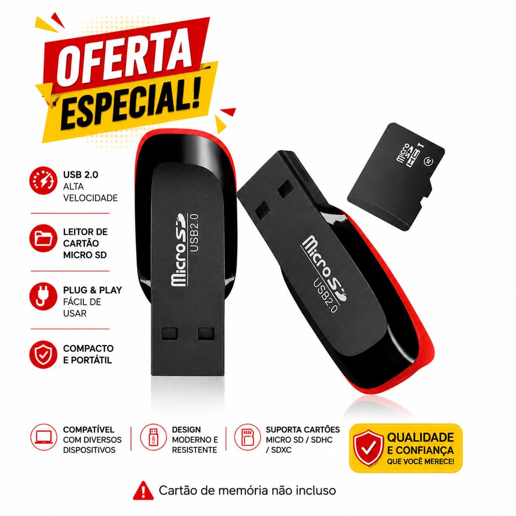 Adaptador USB Leitor Cartão Micro SD T-Flash Para PC Notebook
