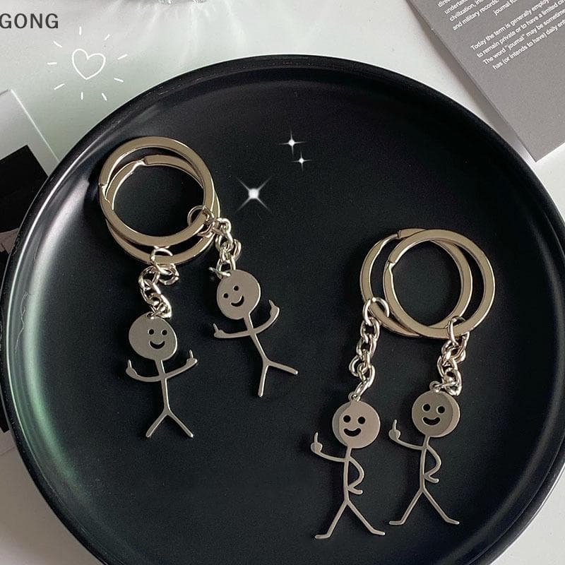 [BI] Interessante Jogo Pessoas Do Que Coração Dedo Médio Casal Chaveiro Ins Personalidade Bonito Engraçado Estudante Sac