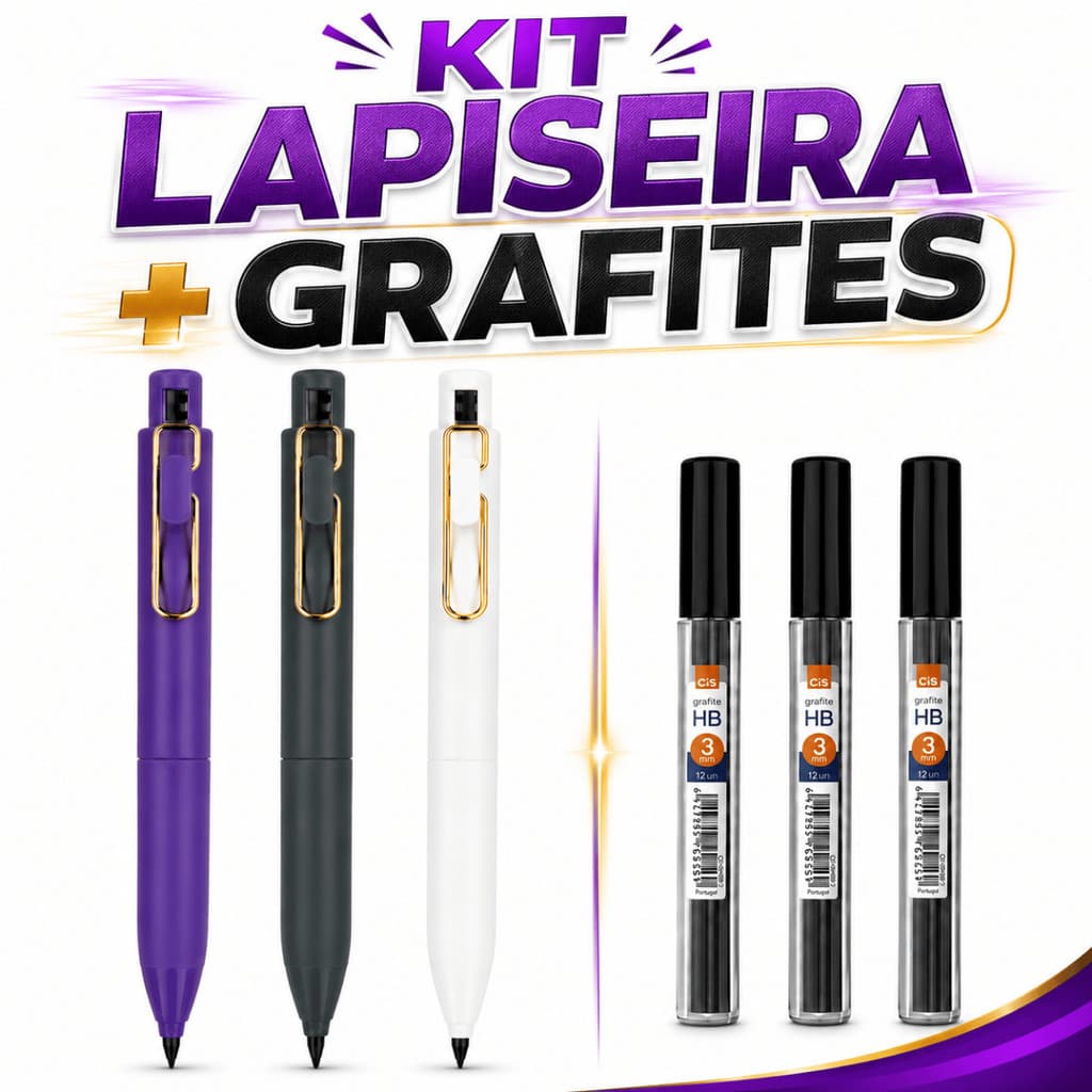 Kit Lapiseira BRW Triton 3,0mm Grafite HB Retrátil Stencil Desenho Traço Grosso Arte Manual Tatuagem Rascunho