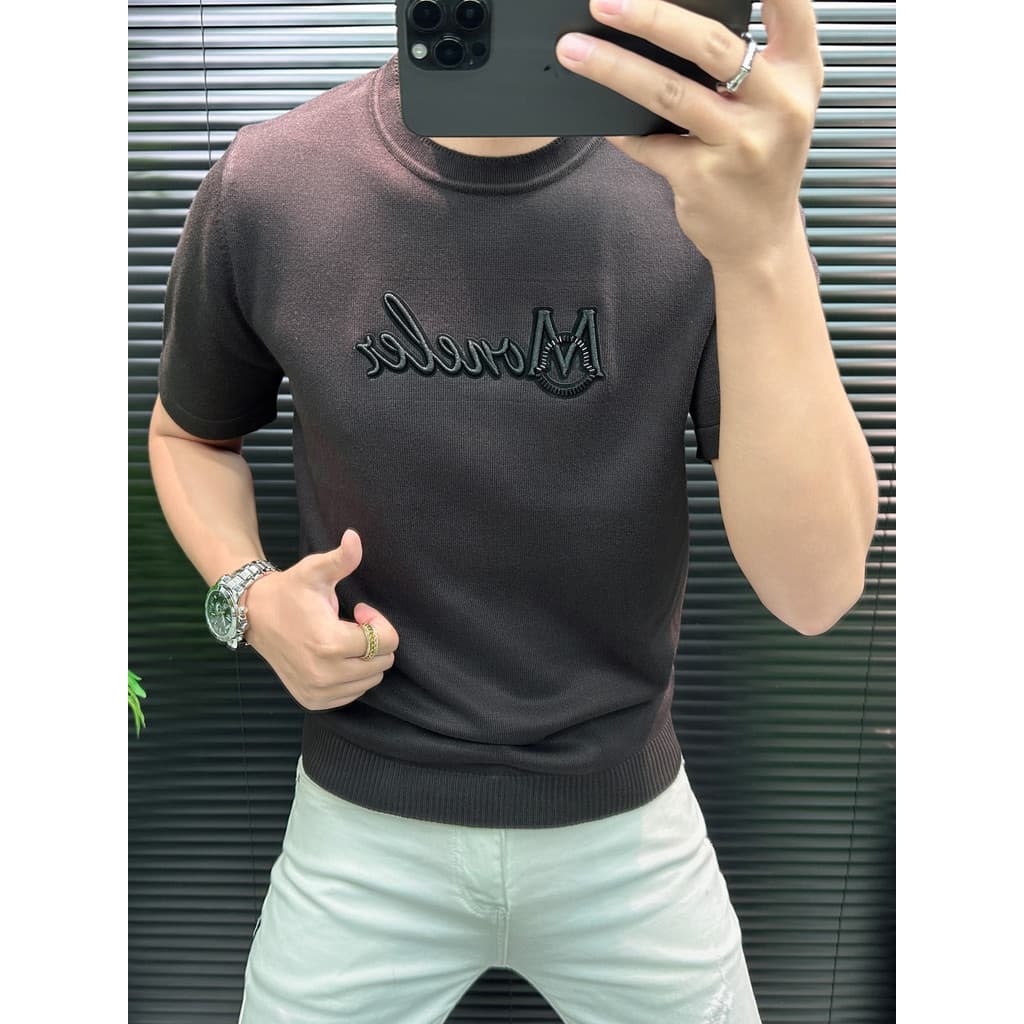 Estação Europeia Suéter masculino de manga curta com gola redonda e gola redonda 2025 outono inverno novo estilo elegant