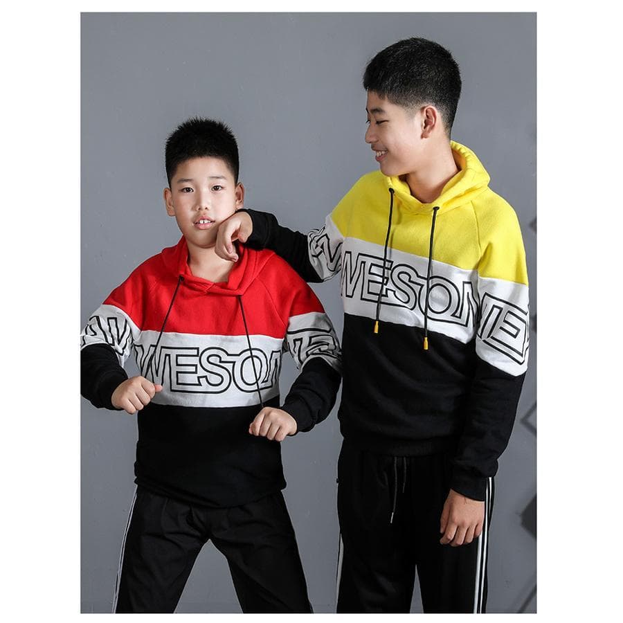 Comércio exterior moletom com capuz exportação adolescentes grandes crianças forro de lã 95CM-165CM cor combinando pulôv