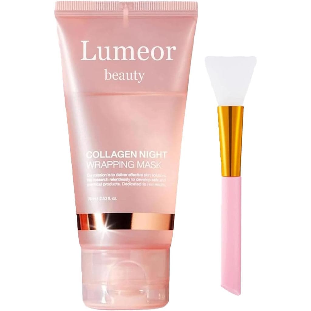 Máscara de Colágeno Orgânico, O Segredo Coreano, Máscara Facial Noturna de Colágeno Lumeor, Melhora da Elasticidade, Hid