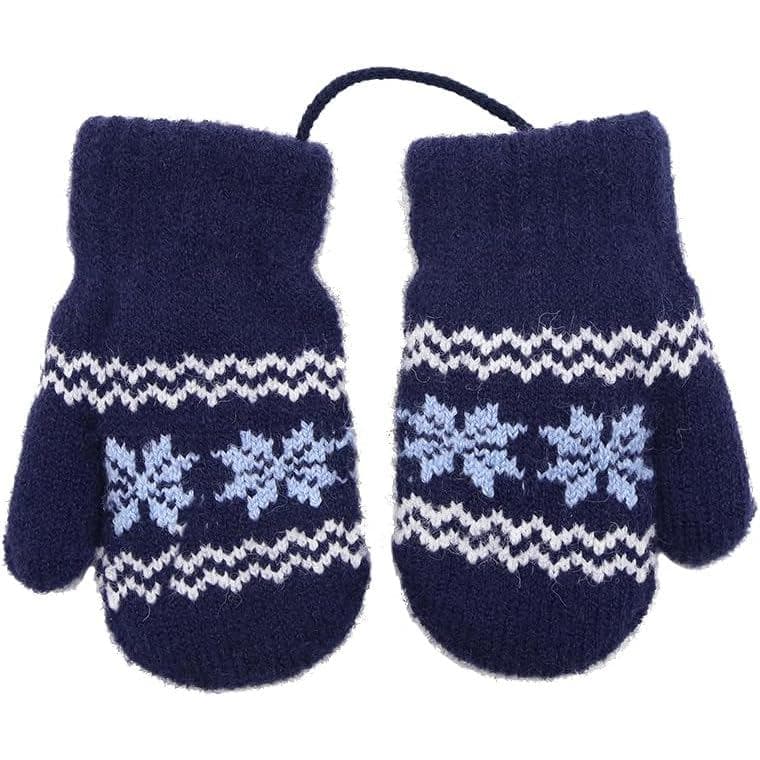 Luvas de tricô quentes para bebês e crianças, luvas macias e elásticas para crianças, luvas grossas com flocos de neve f