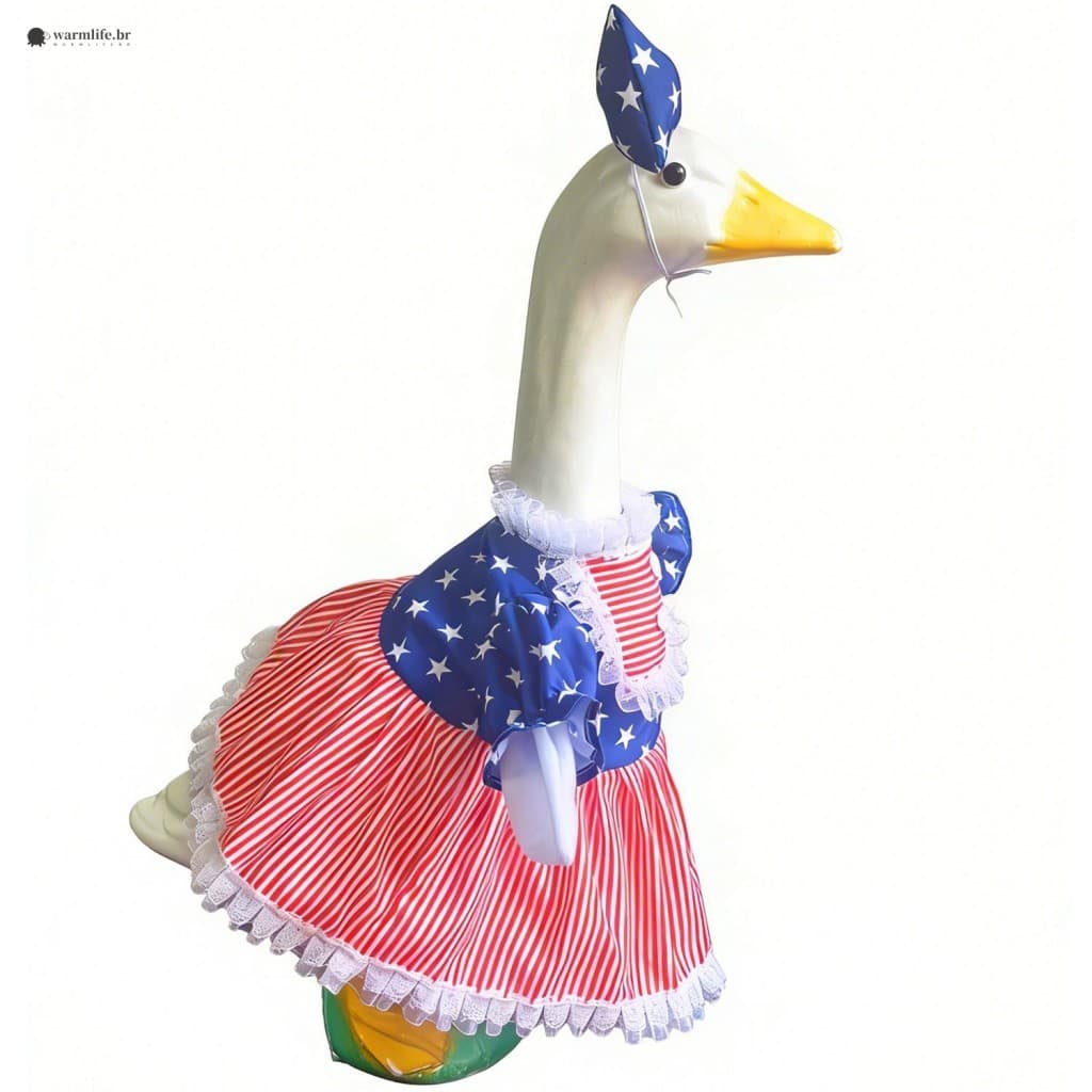 Decoração Grande De Festival De Ganso Branco De 23 Polegadas-Conjunto De Roupas De Varanda Do Dia Da Independência 75g