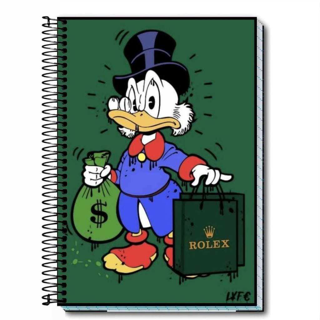 Caderno  personalizado do Tio Patinhas Capa Dura com Espiral – 1, 10, 15 ou 20 Matérias