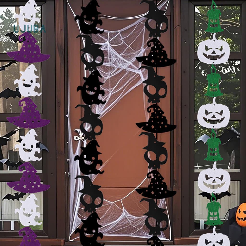 Ujb Guirlanda De Abóbora De Halloween , Decoração De Cenário De Terror Para Pátio Externo , Flâmulas Suspensas De Feltro