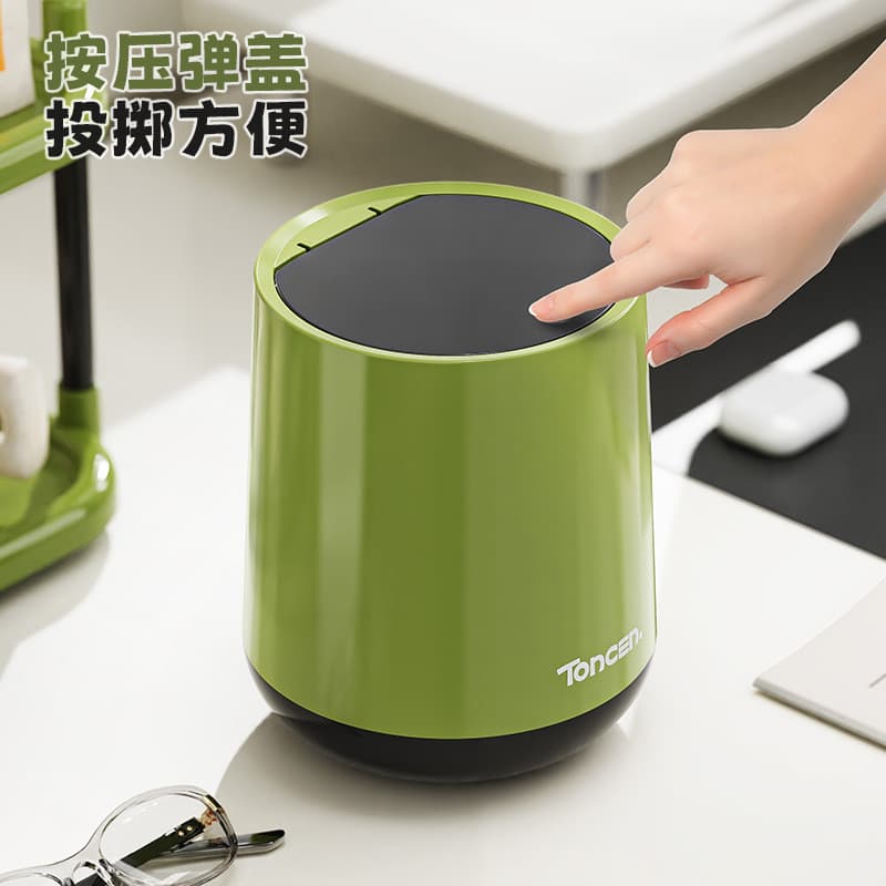 Lixeira de mesa, mini lixeira de pressão para escritório, sala de estar, cozinha, uso doméstico, plástica com tampa, lix