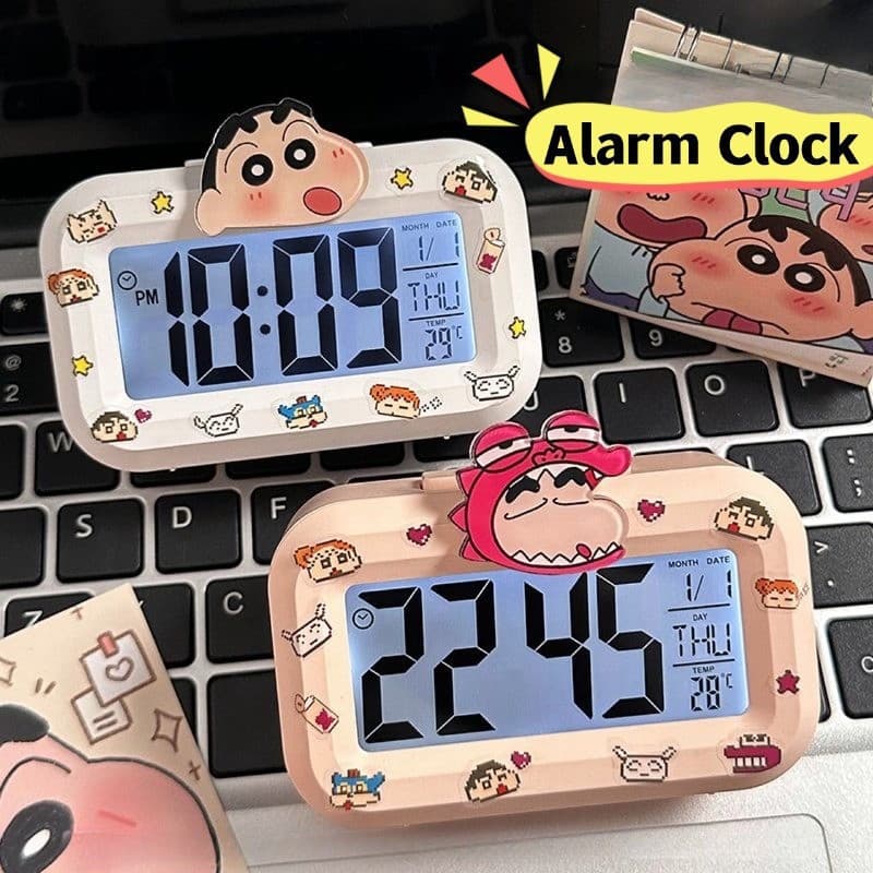 Bonito KT Kuromi Despertador Anime Crayon Shin-chan Noctilucent Despertadores Relógios Dos Desenhos Animados Kawaii Dorm