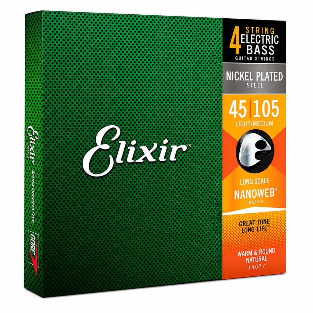 Encordoamento Elixir Nanoweb 14077 Baixo 4 Cordas 045 L/Med