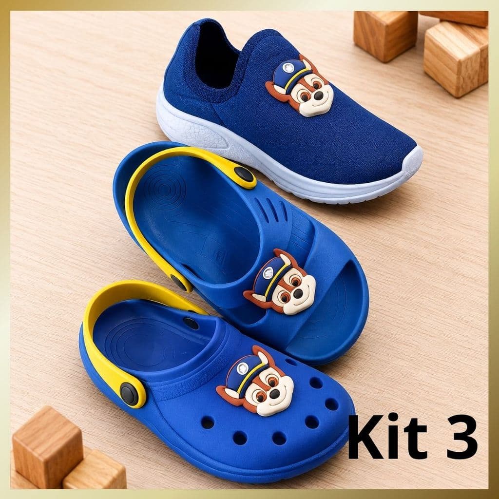Kit 3 Pares Tênis Babuche Slide Menino Calçados Infantil Leve Confortável Dia a Dia