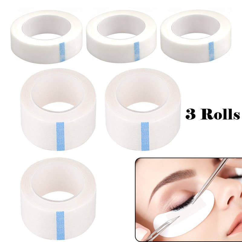 3 Rolos De Fita De Cílios De Tecido Não Branco , Fitas Adesivas Para , Fornecimento De Extensão 9M Cada Rolo (2 Tamanhos