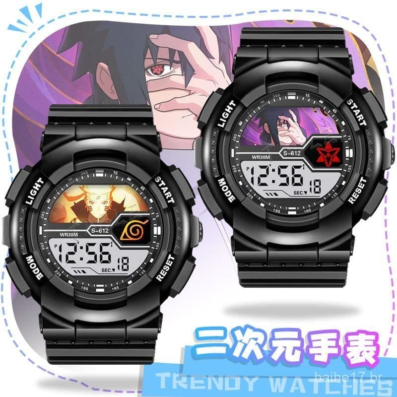 Relógio popular de merchandising do anime Naruto, despertador luminoso, à prova d'água, à prova de choque, relógio de pu