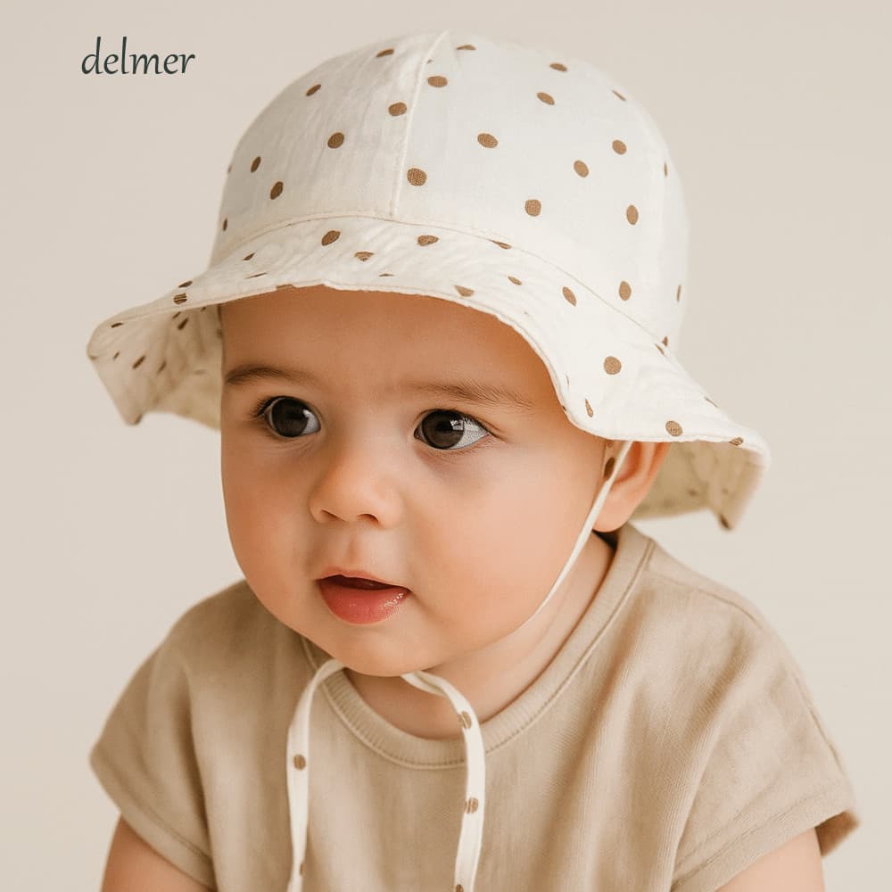 Chapéu Balde Infantil DELMER , De Sol De Algodão Com Coração De Amor , Protetor Solar De Flor De Aba Larga Pescador