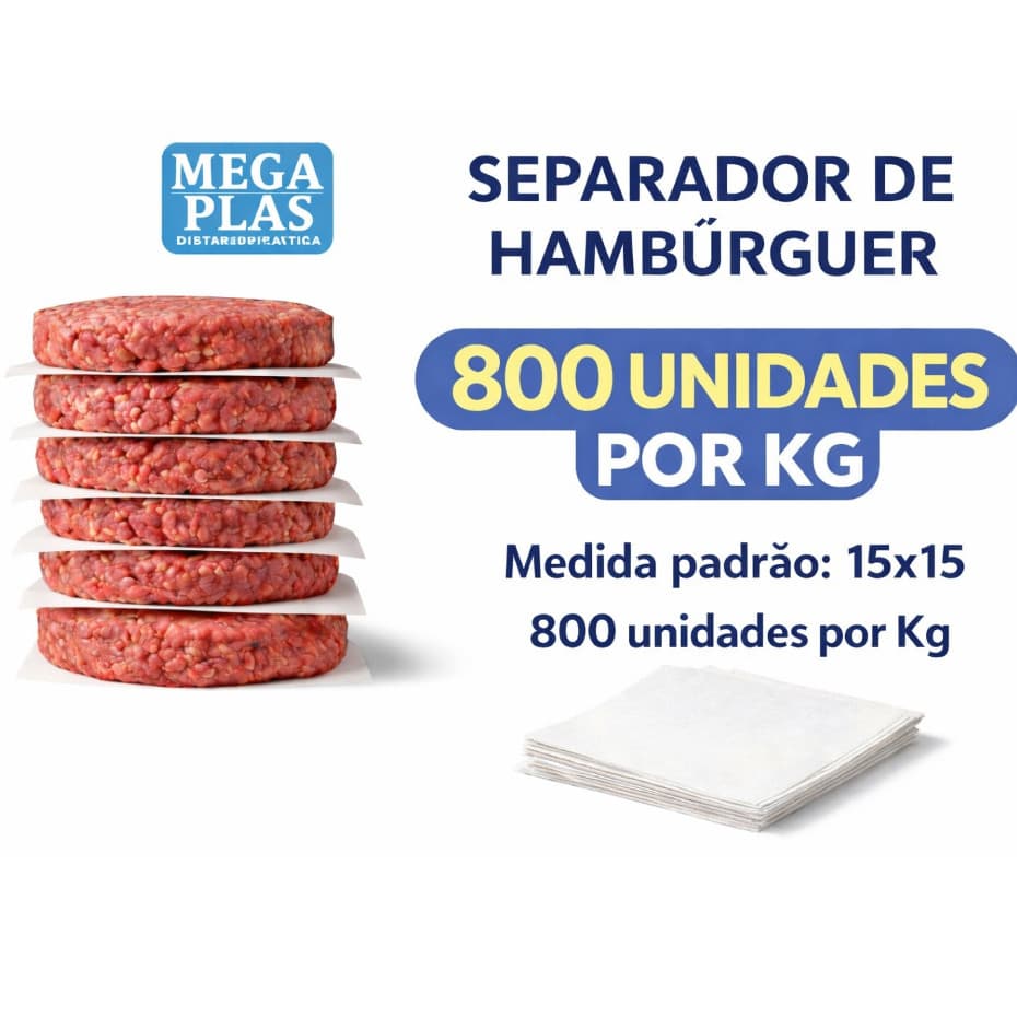 Separador Para Hambúrguer Artesanal 15x15 - 800 Unid/Kg