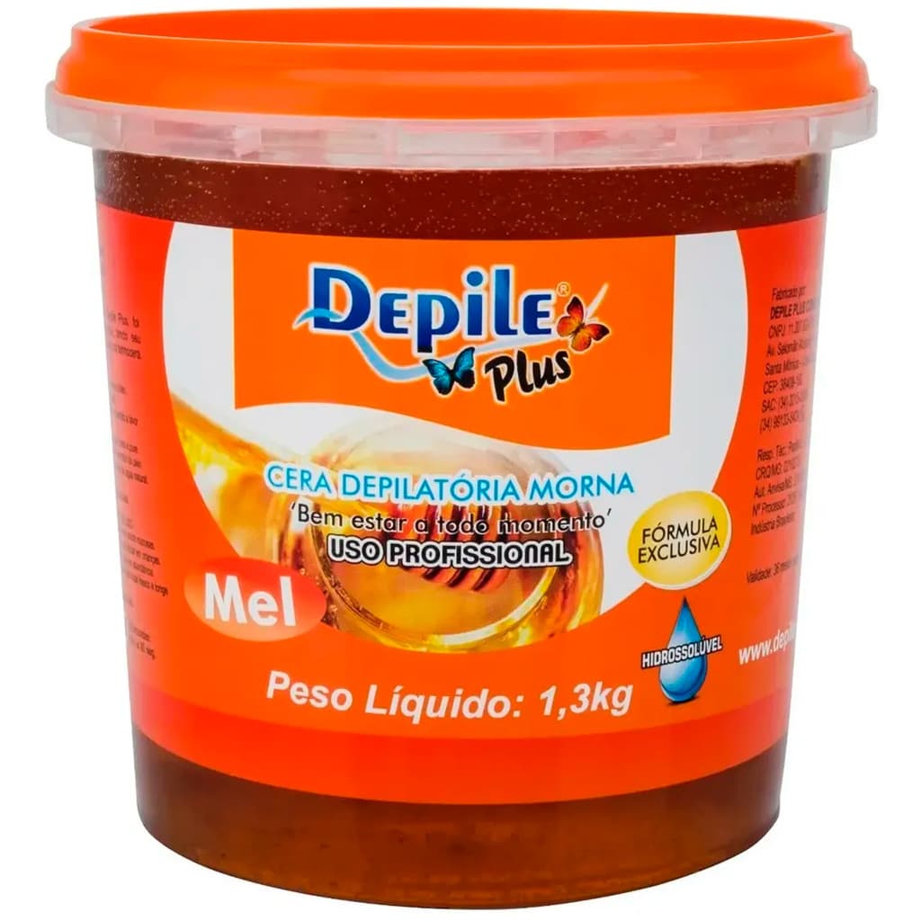 Cera Depilatória Mel Hidrossolúvel 1,3kg Depile Plus