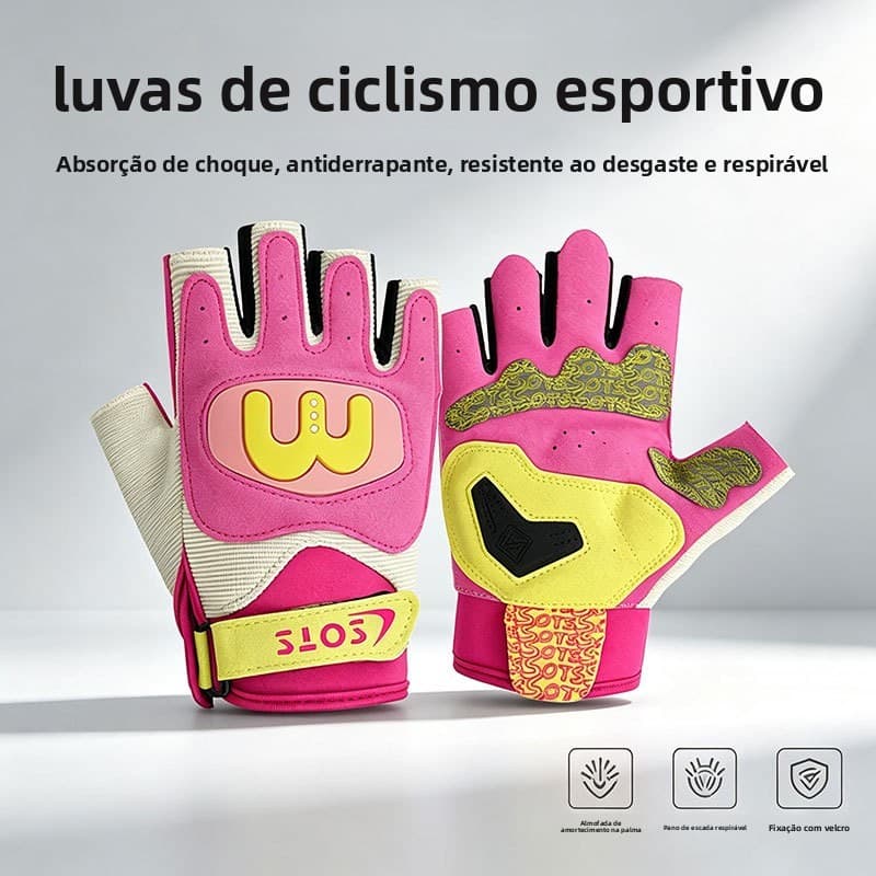 Luvas de ciclismo sem dedos para mountain bike e bicicleta elétrica, adequadas para homens e mulheres, respiráveis, fina