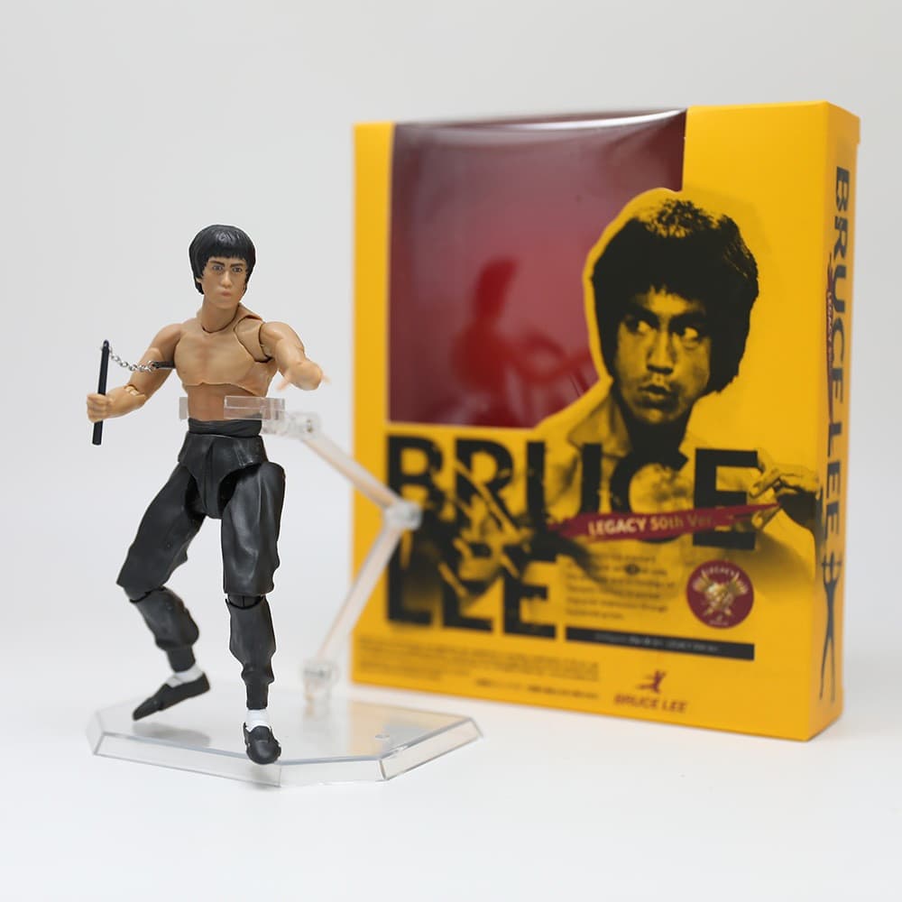 14cm Mundo Wushu Mestre Bruce Lee 50o Aniversário Figura De Ação Nunchakus Conjunta Movimento PVC Coleção Decoração Mode