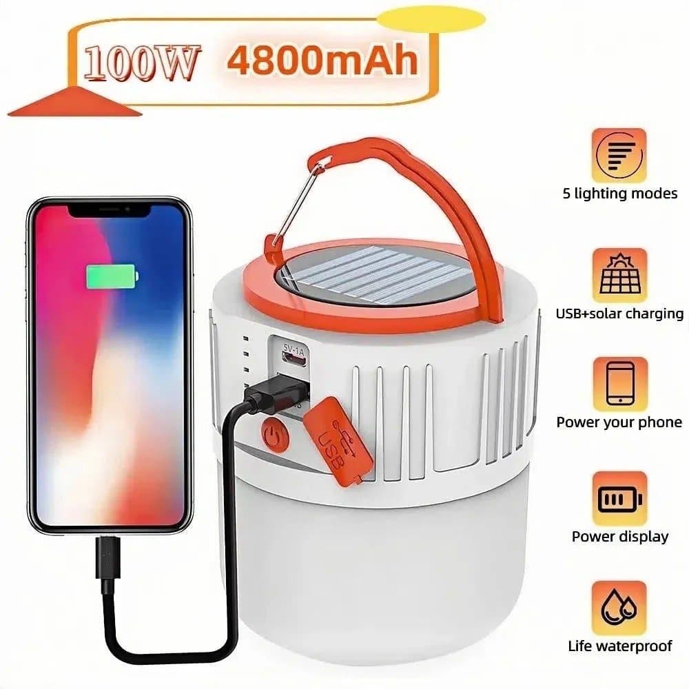 Lanterna de Camping LED Recarregável Teblint, Luz LED para Tenda, 5 Modos de Iluminação, Power Bank de 4800mAh, Lanterna