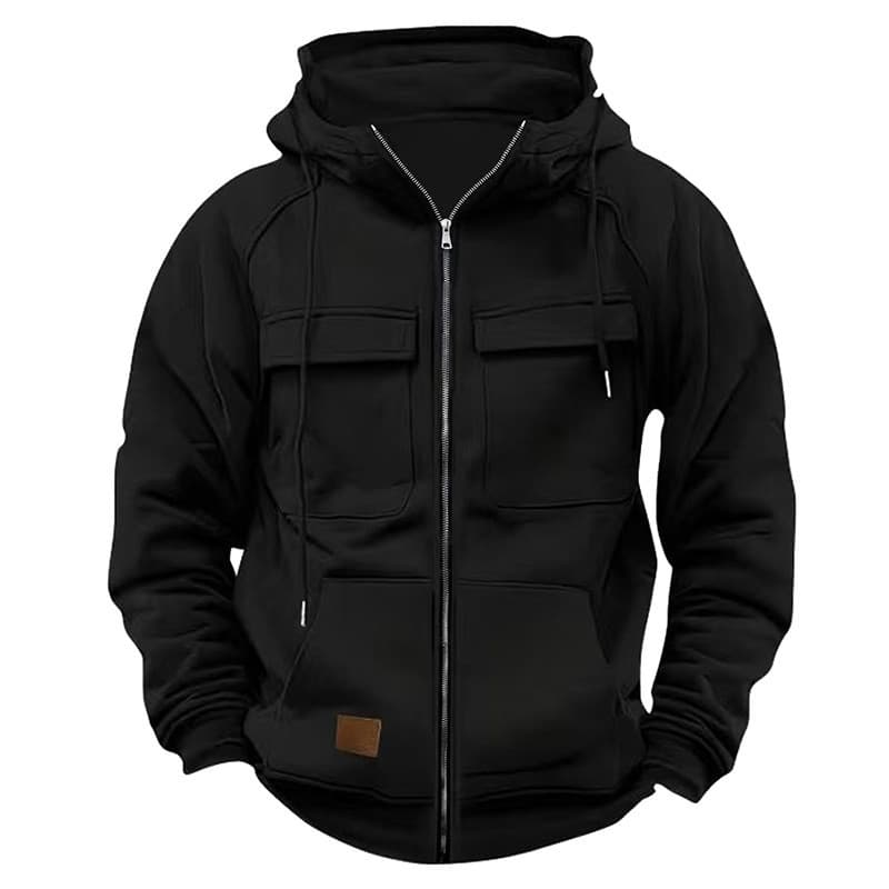 Cross-Border tamanho europeu primavera outono estilo americano velo com capuz solto Casual moletom masculino Multi-bolso