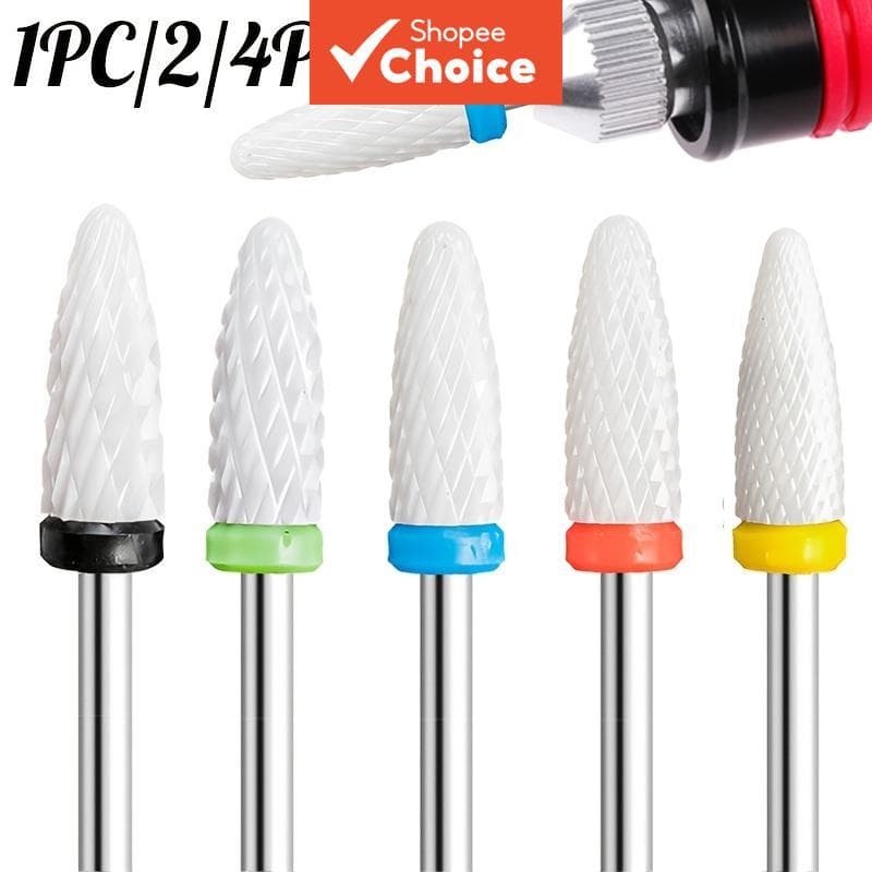 Kit-Moinho De Extremidade De Broca De Unha De Cerâmica De Milho De 1/2/4 Peças Para Remover gel De Esmalte , Acessórios