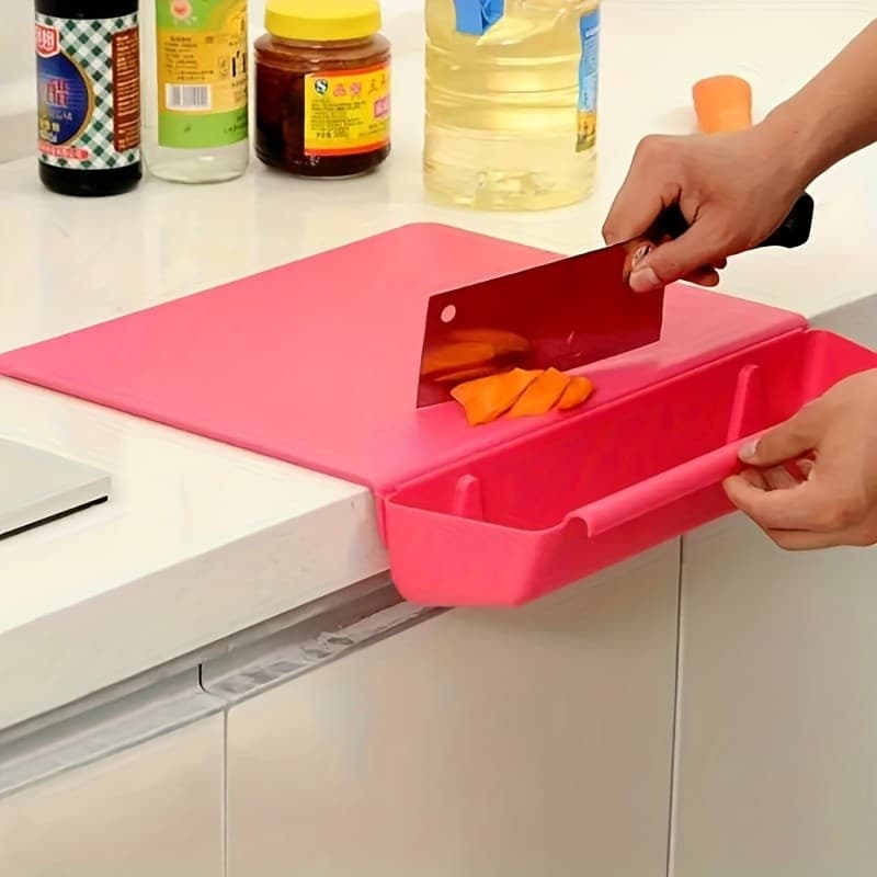 Tábua de corte antiderrapante 2 em 1, com tábua de corte e recipiente para alimentos destacáveis, específica para vegeta
