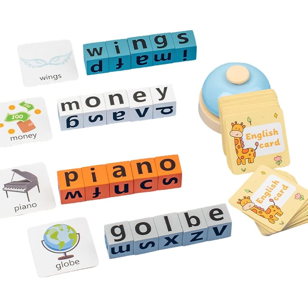 Jogos De Ortografia De Madeira , Brinquedo Correspondente De Letras Do Alfabeto Com 20 Blocos De E Sino De Chamada , Bri
