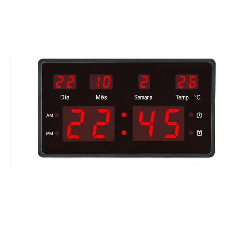 Relógio Digital Parede Led Grande Data Temperatura Usb